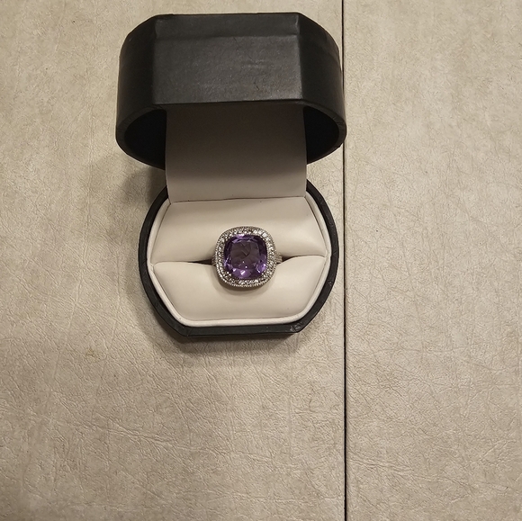 Cushion Cut Amethyst Ring Sterling Silver - Picture 11 of 17